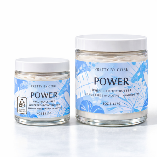 Power [Fragrance Free] - Pretty By Core Whipped Body Butter – Hydrating & Glow-Boosting Moisturizer (4oz & 8oz)